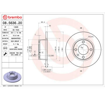 Brzdový kotouč BREMBO 08.5636.20