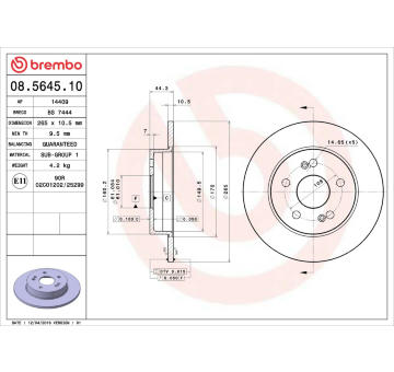 Brzdový kotouč BREMBO 08.5645.10