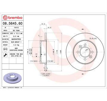 Brzdový kotouč BREMBO 08.5645.60