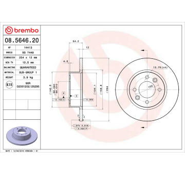 Brzdový kotouč BREMBO 08.5646.20