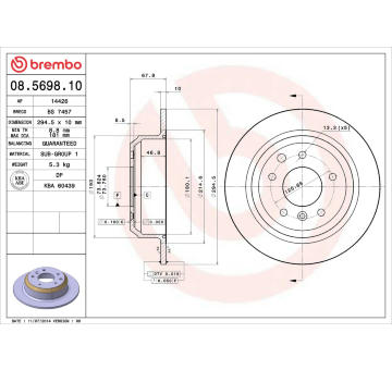 Brzdový kotouč BREMBO 08.5698.10