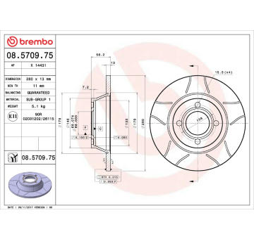 Brzdový kotouč BREMBO 08.5709.75