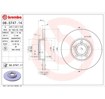 Brzdový kotouč BREMBO 08.5747.11