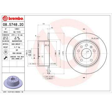 Brzdový kotouč BREMBO 08.5748.20