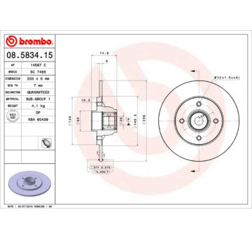 Brzdový kotouč BREMBO 08.5834.15