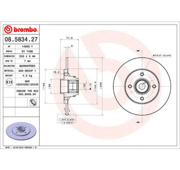 Brzdový kotouč BREMBO 08.5834.27