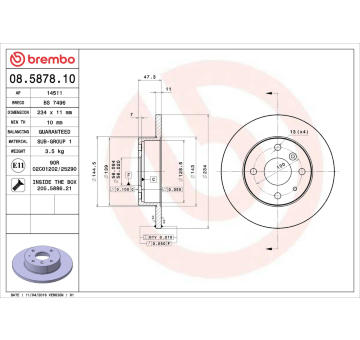 Brzdový kotouč BREMBO 08.5878.10