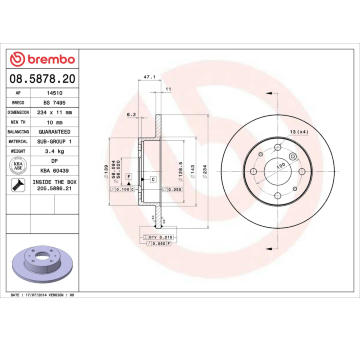 Brzdový kotouč BREMBO 08.5878.20