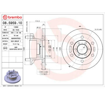 Brzdový kotouč BREMBO 08.5959.10