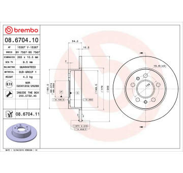 Brzdový kotouč BREMBO 08.6704.10