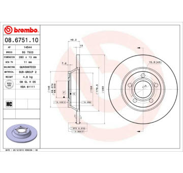 Brzdový kotouč BREMBO 08.6751.10