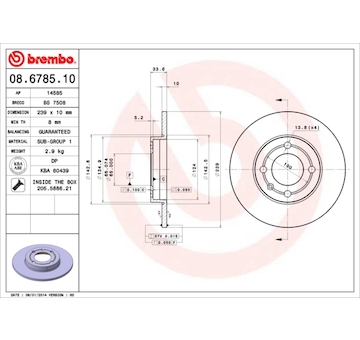 Brzdový kotouč BREMBO 08.6785.10