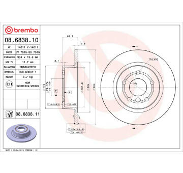 Brzdový kotouč BREMBO 08.6838.10