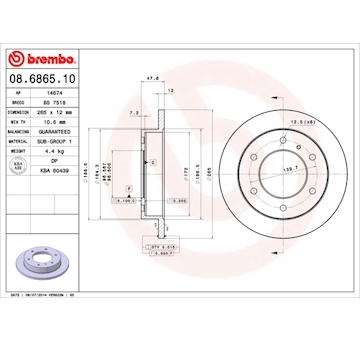 Brzdový kotouč BREMBO 08.6865.10