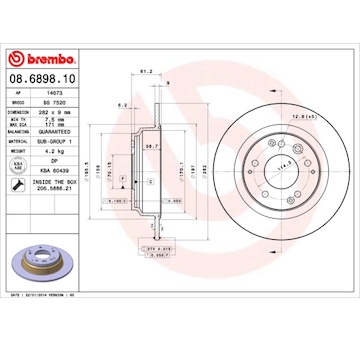 Brzdový kotouč BREMBO 08.6898.10