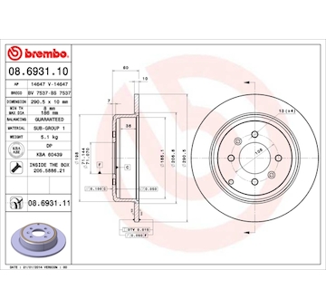 Brzdový kotouč BREMBO 08.6931.10