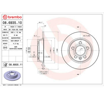 Brzdový kotouč BREMBO 08.6935.11