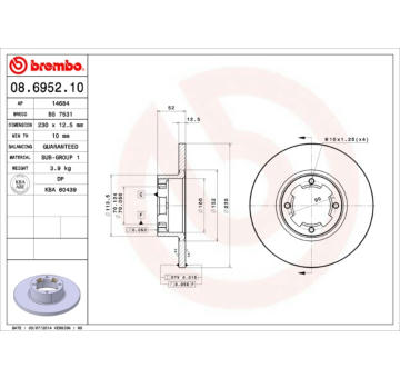 Brzdový kotouč BREMBO 08.6952.10