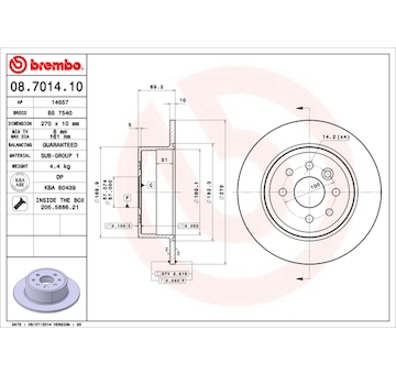 Brzdový kotouč BREMBO 08.7014.10