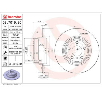 Brzdový kotouč BREMBO 08.7019.81