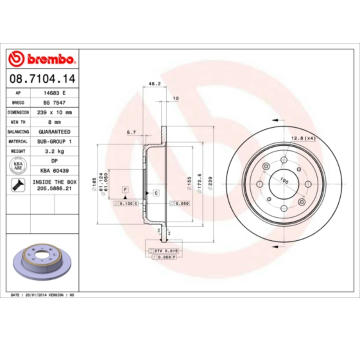 Brzdový kotouč BREMBO 08.7104.14