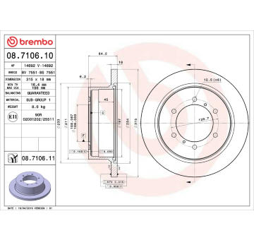 Brzdový kotouč BREMBO 08.7106.10