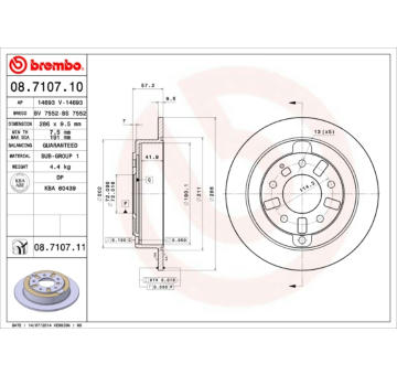 Brzdový kotouč BREMBO 08.7107.11