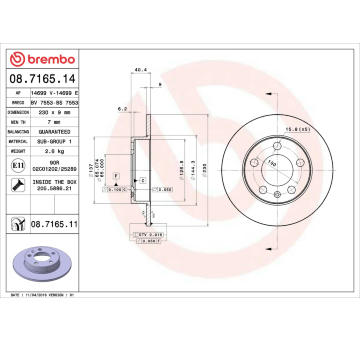 Brzdový kotouč BREMBO 08.7165.11