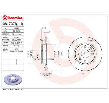 Brzdový kotouč BREMBO 08.7378.10