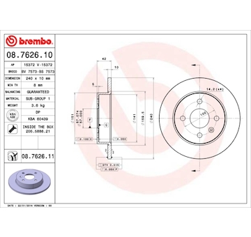 Brzdový kotouč BREMBO 08.7626.11