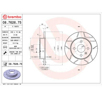 Brzdový kotouč BREMBO 08.7626.75