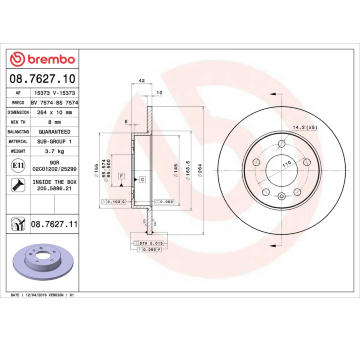 Brzdový kotouč BREMBO 08.7627.10