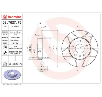 Brzdový kotouč BREMBO 08.7627.75