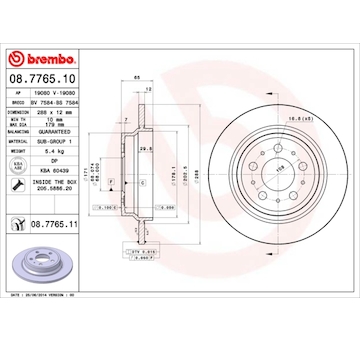 Brzdový kotouč BREMBO 08.7765.10