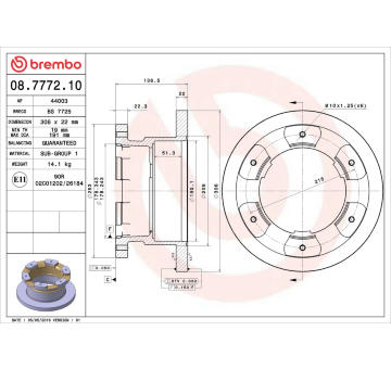 Brzdový kotouč BREMBO 08.7772.10