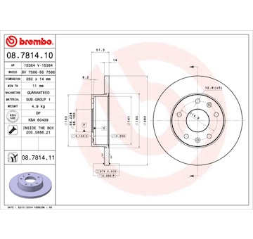 Brzdový kotouč BREMBO 08.7814.11