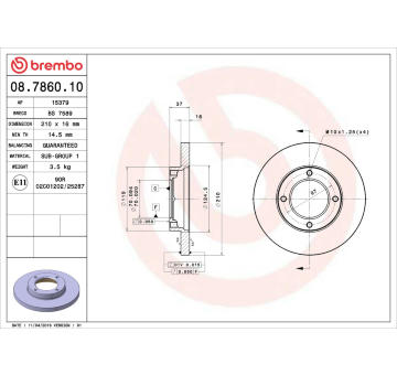 Brzdový kotouč BREMBO 08.7860.10