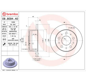 Brzdový kotouč BREMBO 08.8094.40