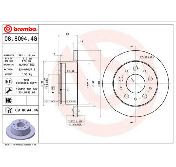 Brzdový kotúč BREMBO 08.8094.4G
