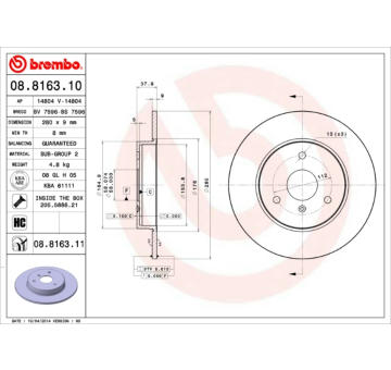 Brzdový kotouč BREMBO 08.8163.10