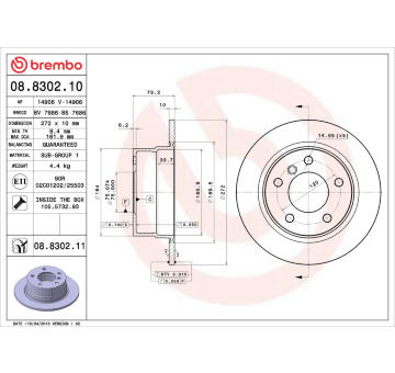 Brzdový kotouč BREMBO 08.8302.10