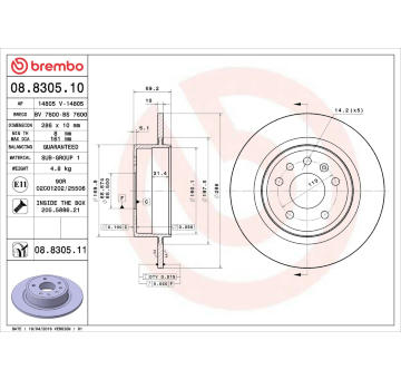 Brzdový kotouč BREMBO 08.8305.10