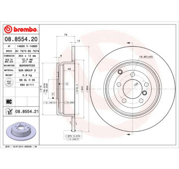 Brzdový kotouč BREMBO 08.8554.21