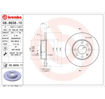 Brzdový kotouč BREMBO 08.8638.11