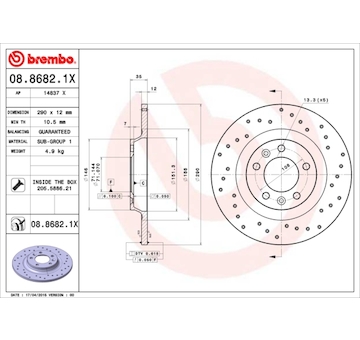 Brzdový kotouč BREMBO 08.8682.1X