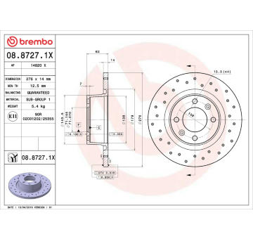 Brzdový kotouč BREMBO 08.8727.1X