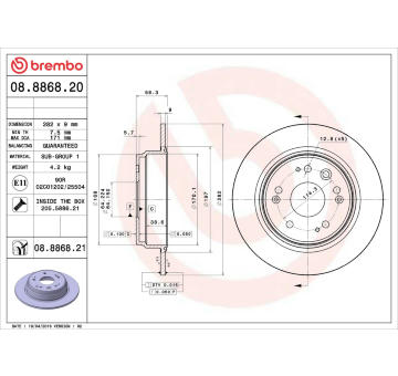 Brzdový kotouč BREMBO 08.8868.20