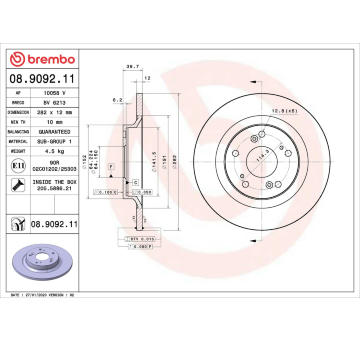 Brzdový kotouč BREMBO 08.9092.11