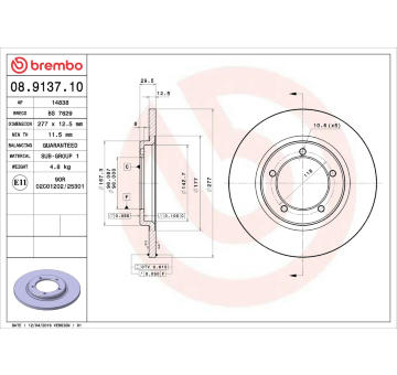 Brzdový kotouč BREMBO 08.9137.10