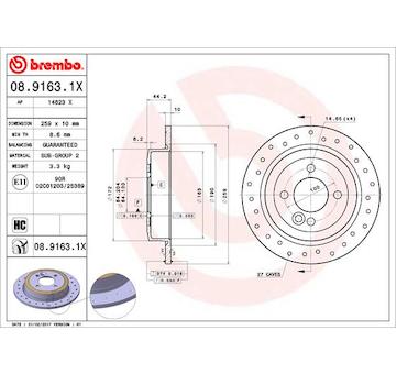 Brzdový kotouč BREMBO 08.9163.1X